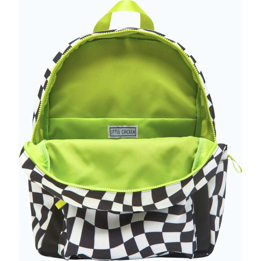 Checkered Pattern Backpack With Patches