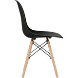 Allan Plastic Side Dining Chair with Wooden Legs Set of 2