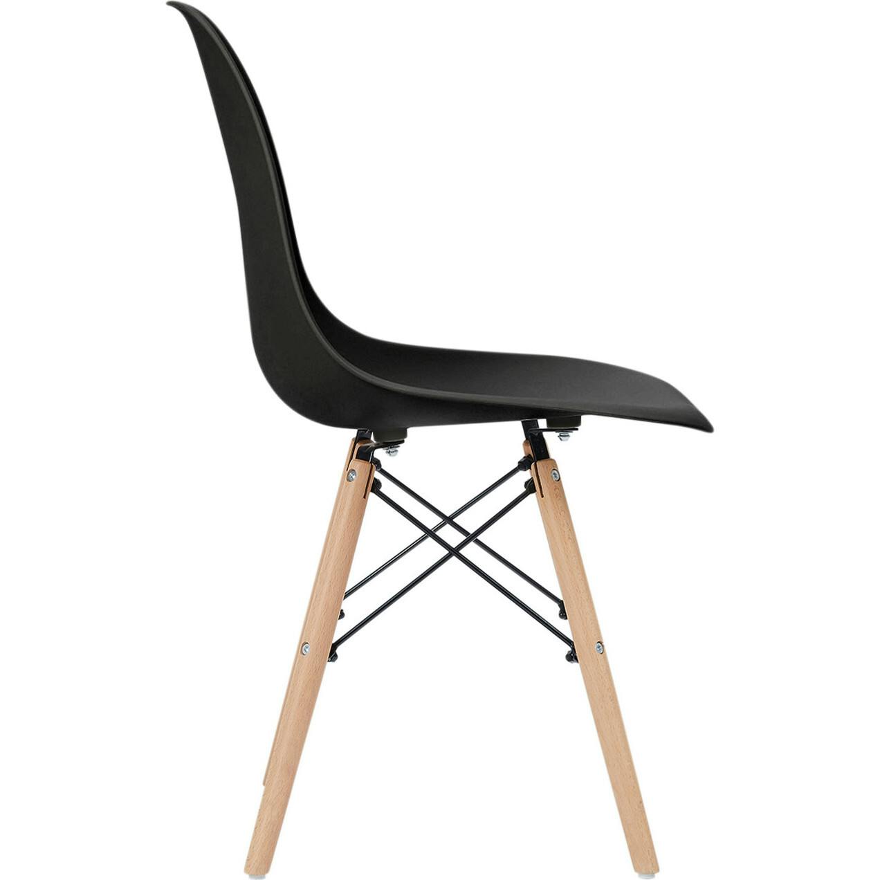 Allan Plastic Side Dining Chair with Wooden Legs Set of 2