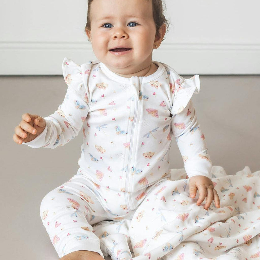 Butterflies Pima Cotton Baby One-Piece Pajamas