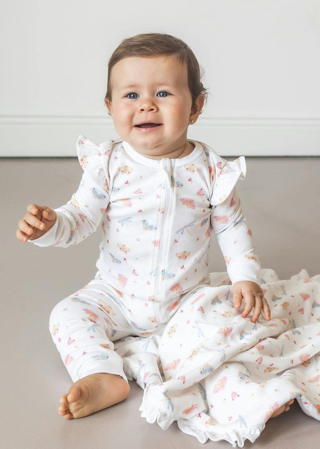 Butterflies Pima Cotton Baby One-Piece Pajamas