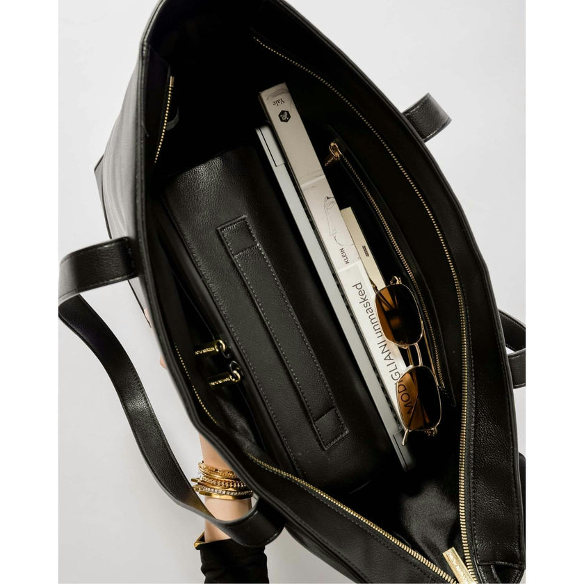 Vegan Leather Work Tote Bag with Removable Insulated Pouch