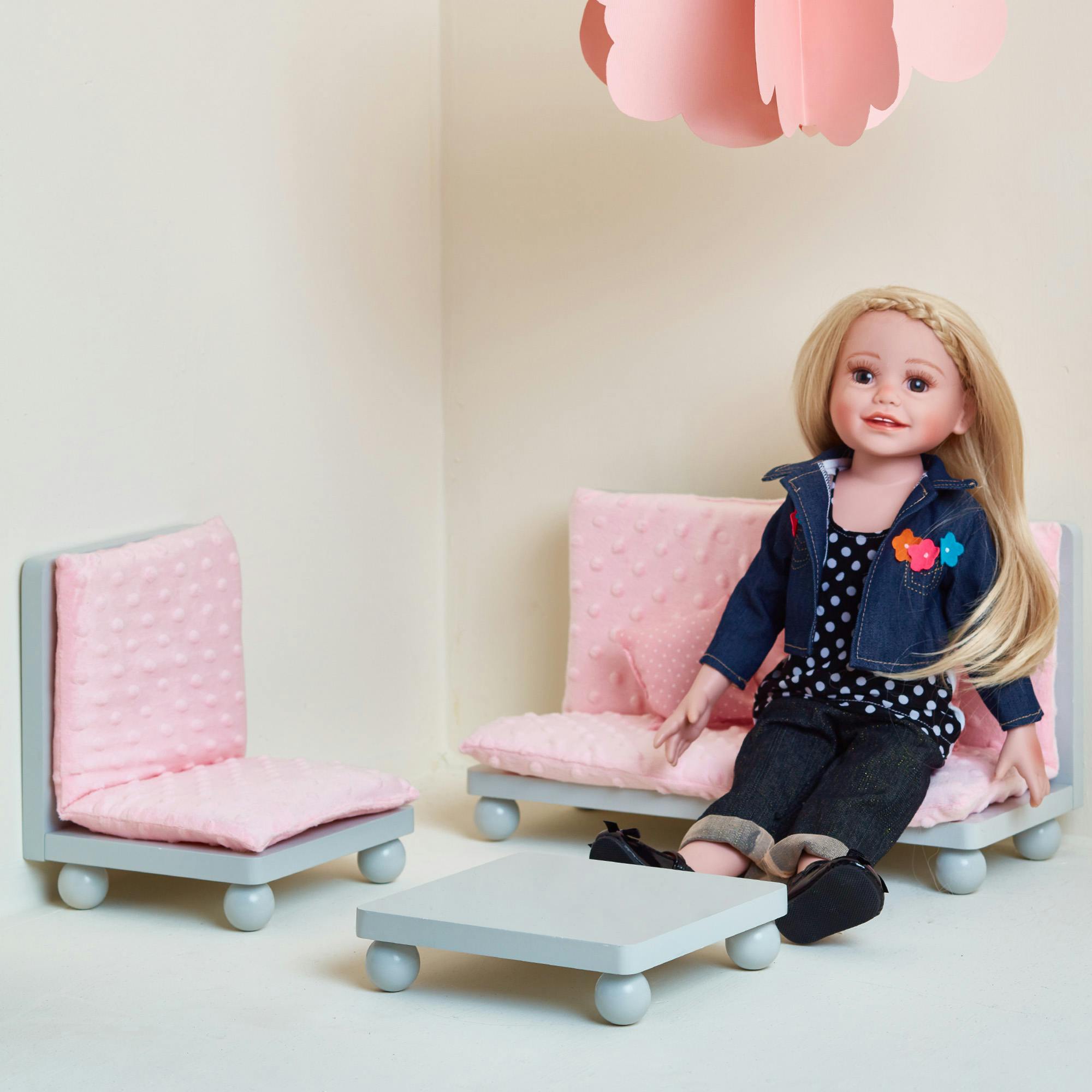 Olivia's Little World Little Princess Lounge Set with Couch, Chair and Coffee Table