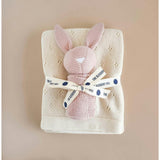 Cream Pique Blanket & Blush Bunny Lovey Gift Set | Organic Cotton