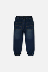 French Terry Denim Jogger Pants Navy Blue