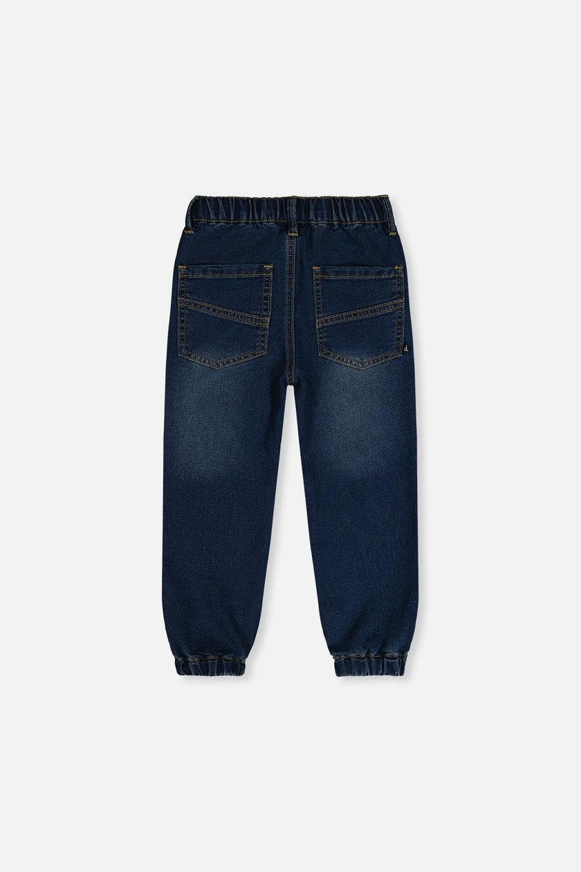 French Terry Denim Jogger Pants Navy Blue