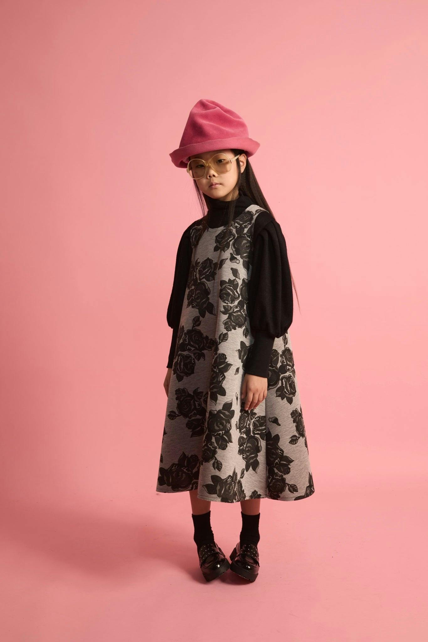 Black Flower Neoprene Apron Dress