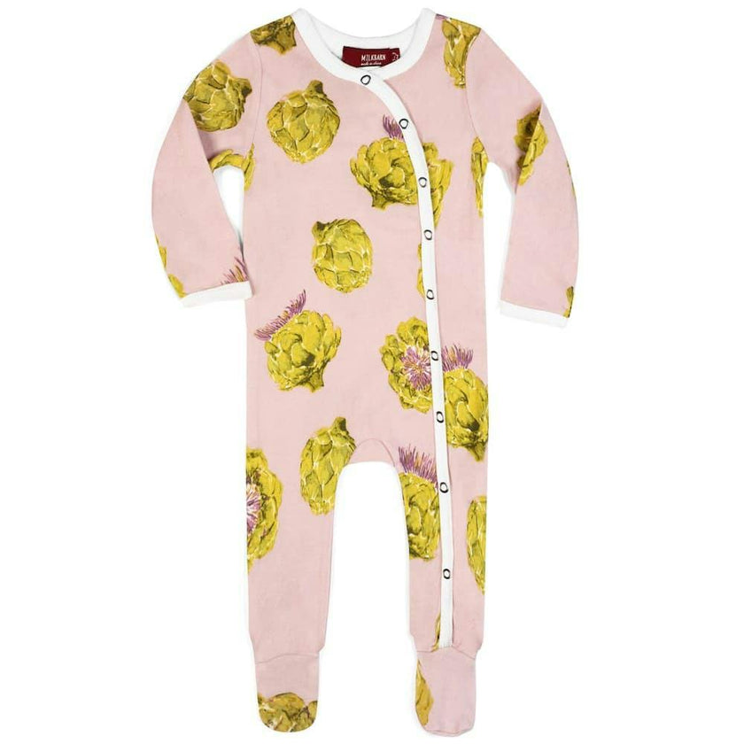 Artichoke Organic Cotton Snap Footed Romper