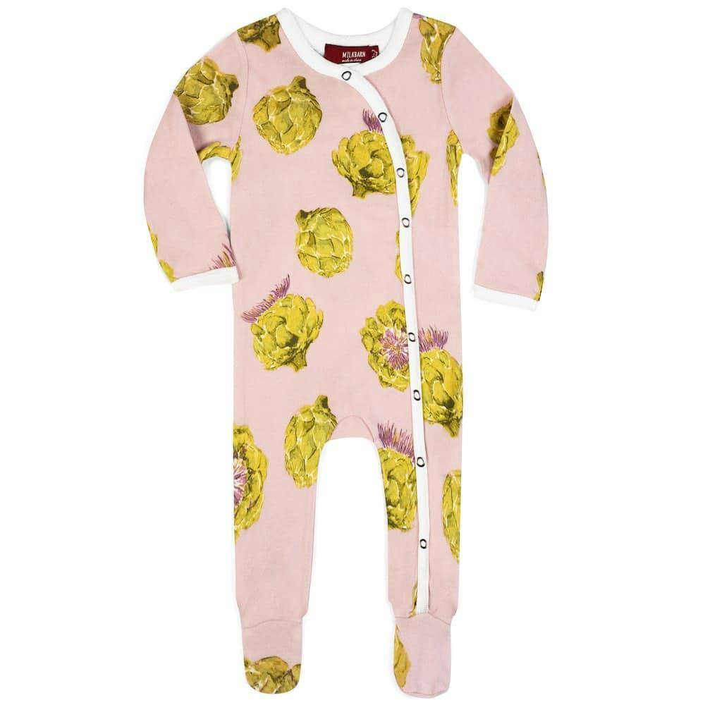 Artichoke Organic Cotton Snap Footed Romper