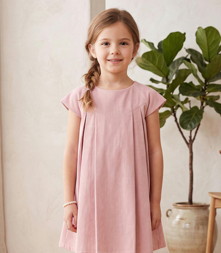 Rose Girl Dress, Candy Pink Corduroy