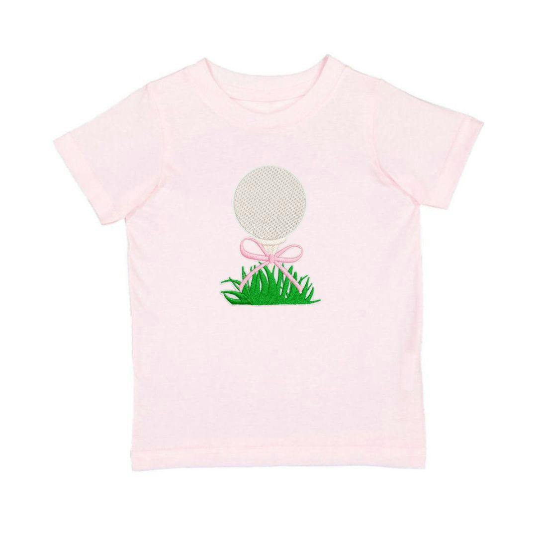 Golf Tee Bow Patch Short Sleeve T-Shirt - Ballet