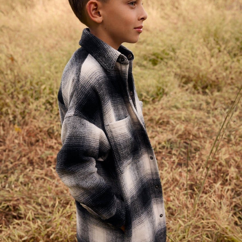 Elongated Oversized Plaid Shirt Jacket