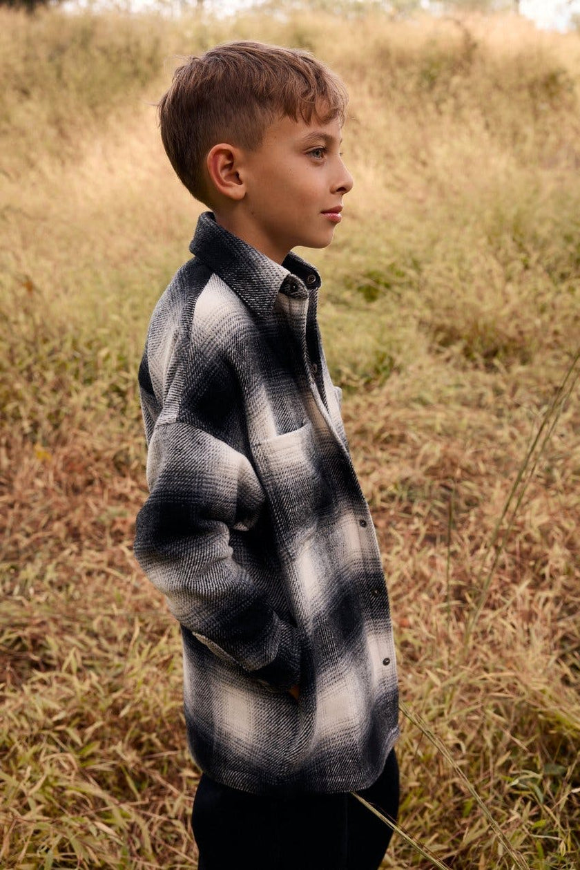 Elongated Oversized Plaid Shirt Jacket