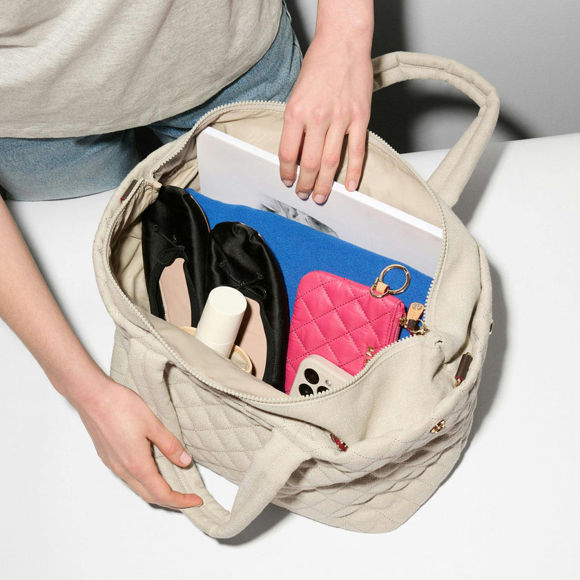 Sandy Linen Medium Metro City Tote
