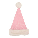 Packed Party Pink Velvet and Bows Santa Hat - Pastel Pink Plush Trim Santa Hat with Festive Bows and Pom Pom for Christmas Parties and Gift Exchanges
