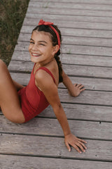 Georgia One Piece Towelling Swimsuit Terracotta