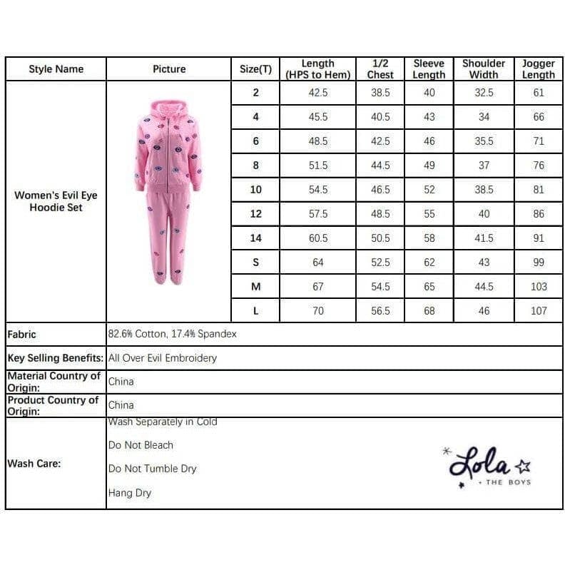 Women's Evil Eye Hoodie Set Pink