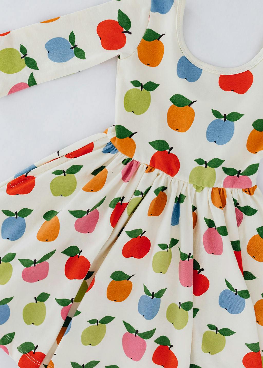 3/4 Sleeve Twirl Dress in Colorful Apples