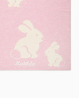 Knitted Bunny Blanket in Pale Pink