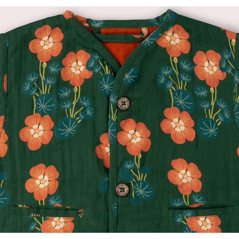 Orange Blooms Spring Gilet, Green