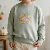 Liberty of London children's pumpkin design sage green jumper