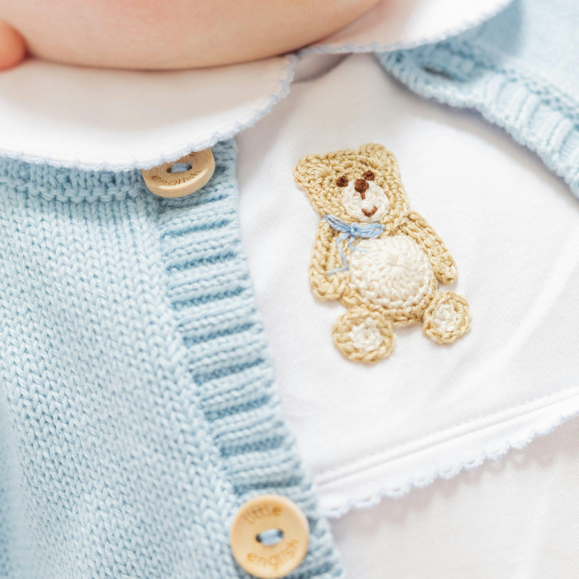 Crochet Playsuit - Blue Teddy Bear