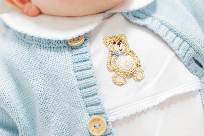 Crochet Playsuit - Blue Teddy Bear