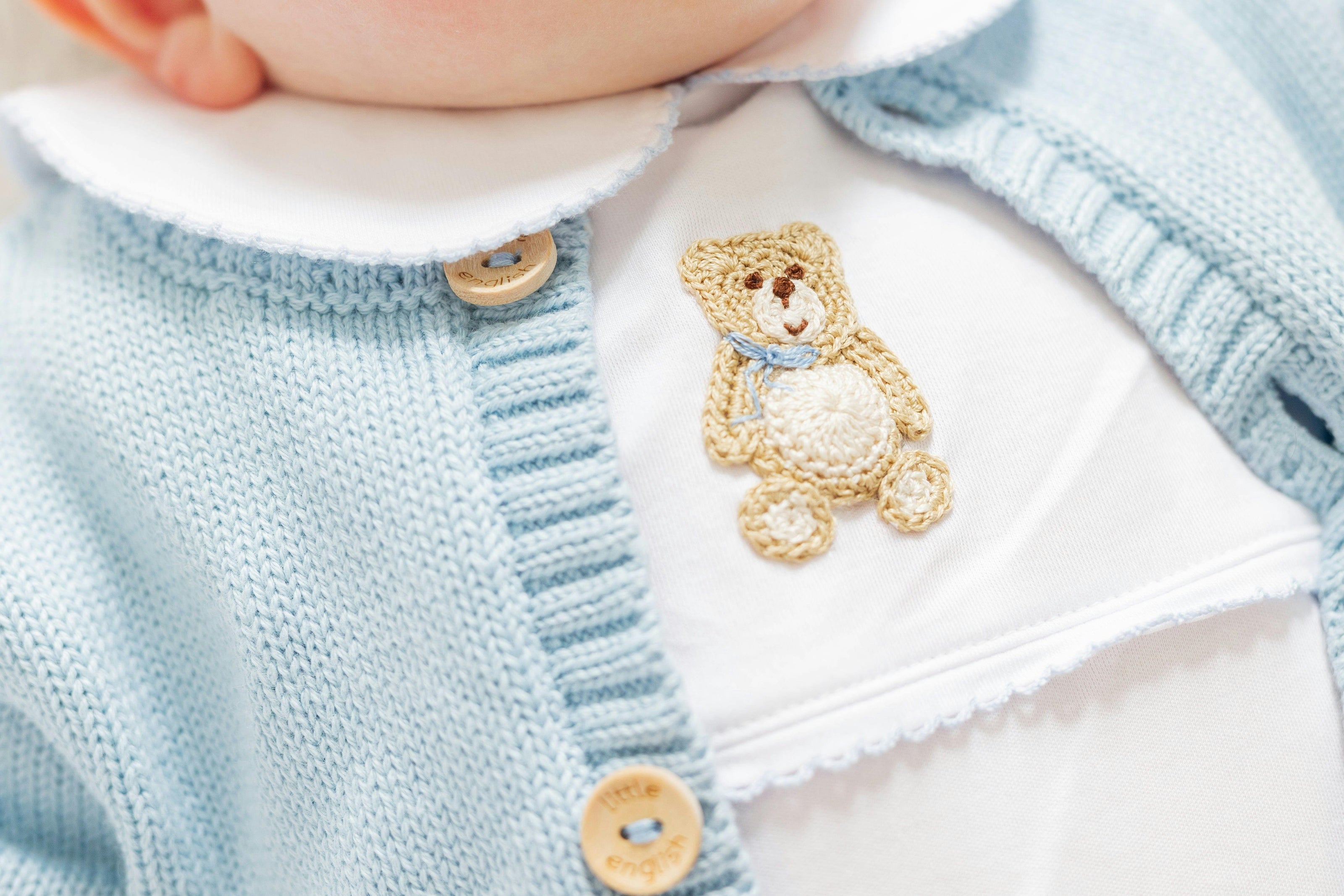 Crochet Playsuit - Blue Teddy Bear