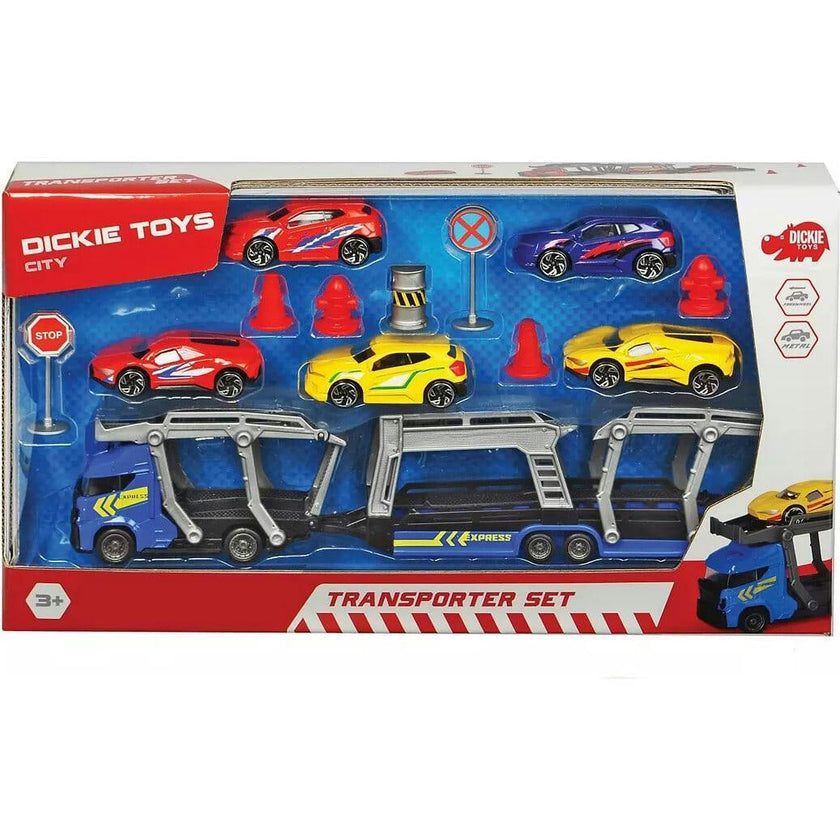 Dickie Toys - Transporter Set With 5 Die-Cast Cars