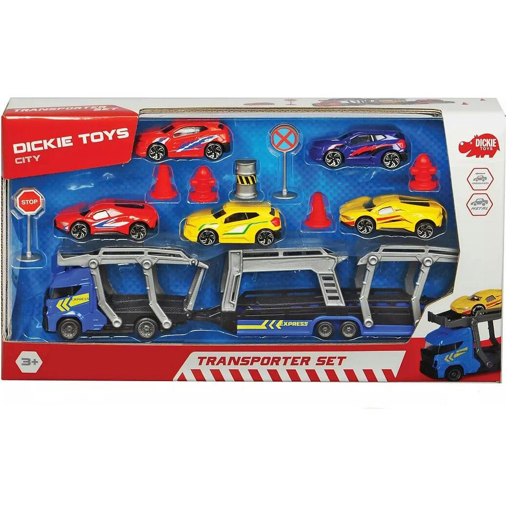 Dickie Toys - Transporter Set With 5 Die-Cast Cars