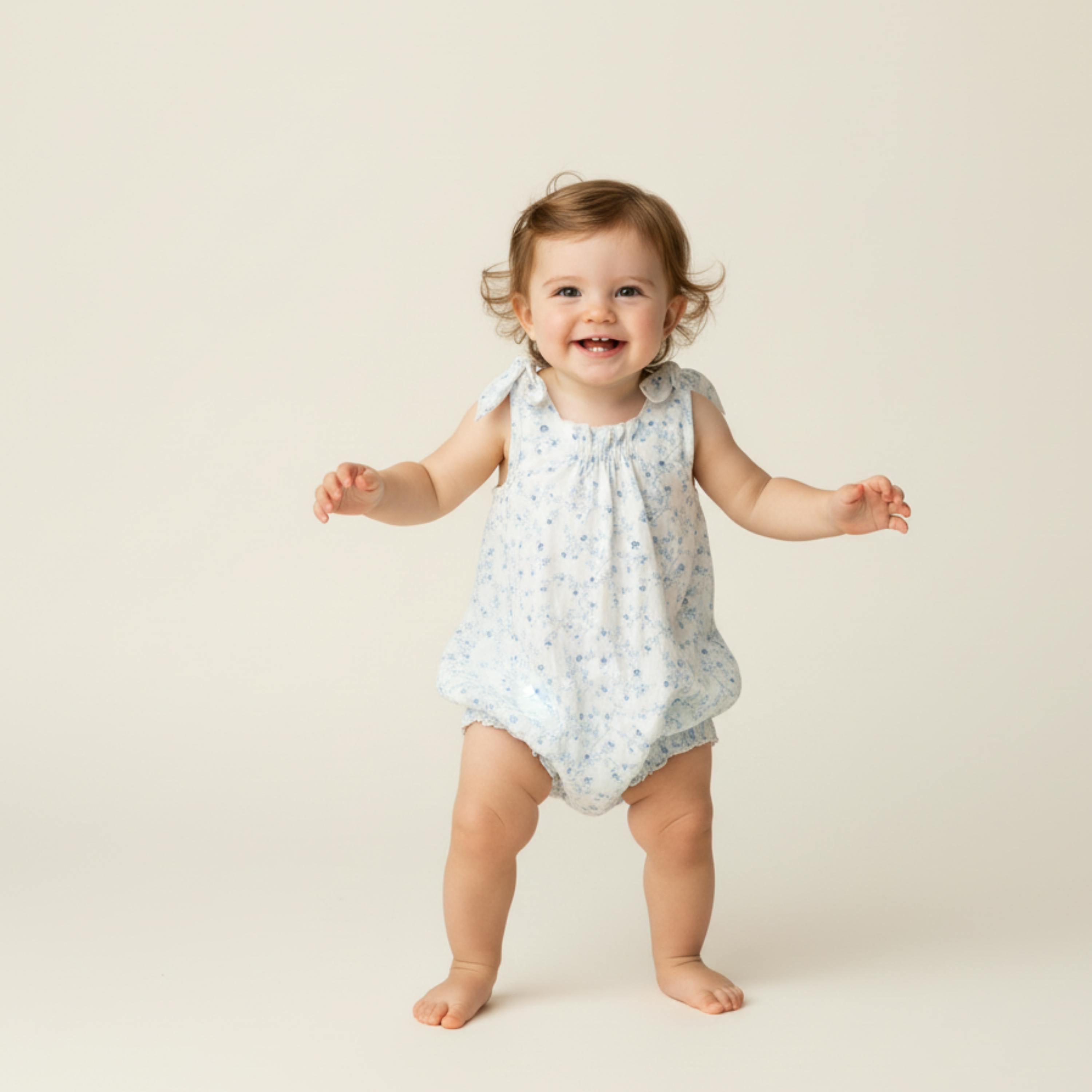 Organic Tie Shoulder Bubble Romper - Ivy Floral