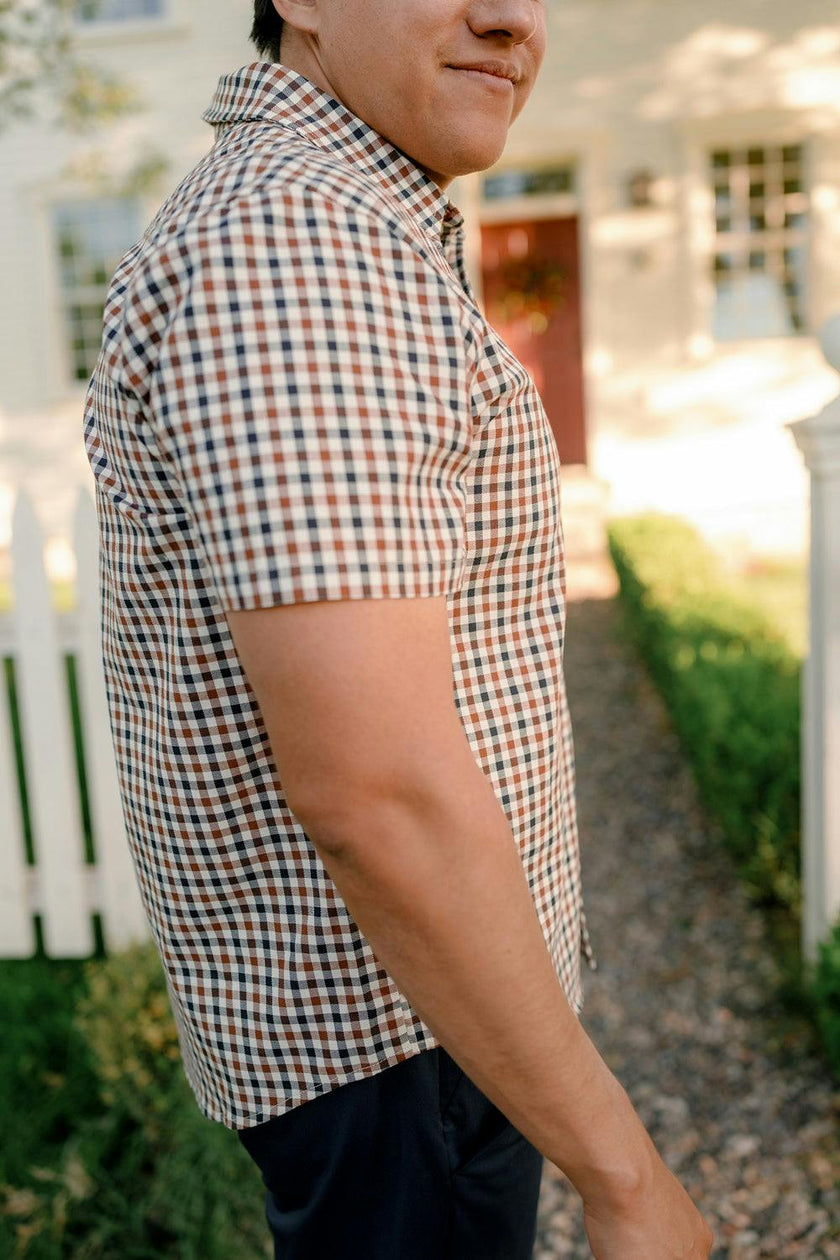 Mens James Shirt in Chestnut Gingham