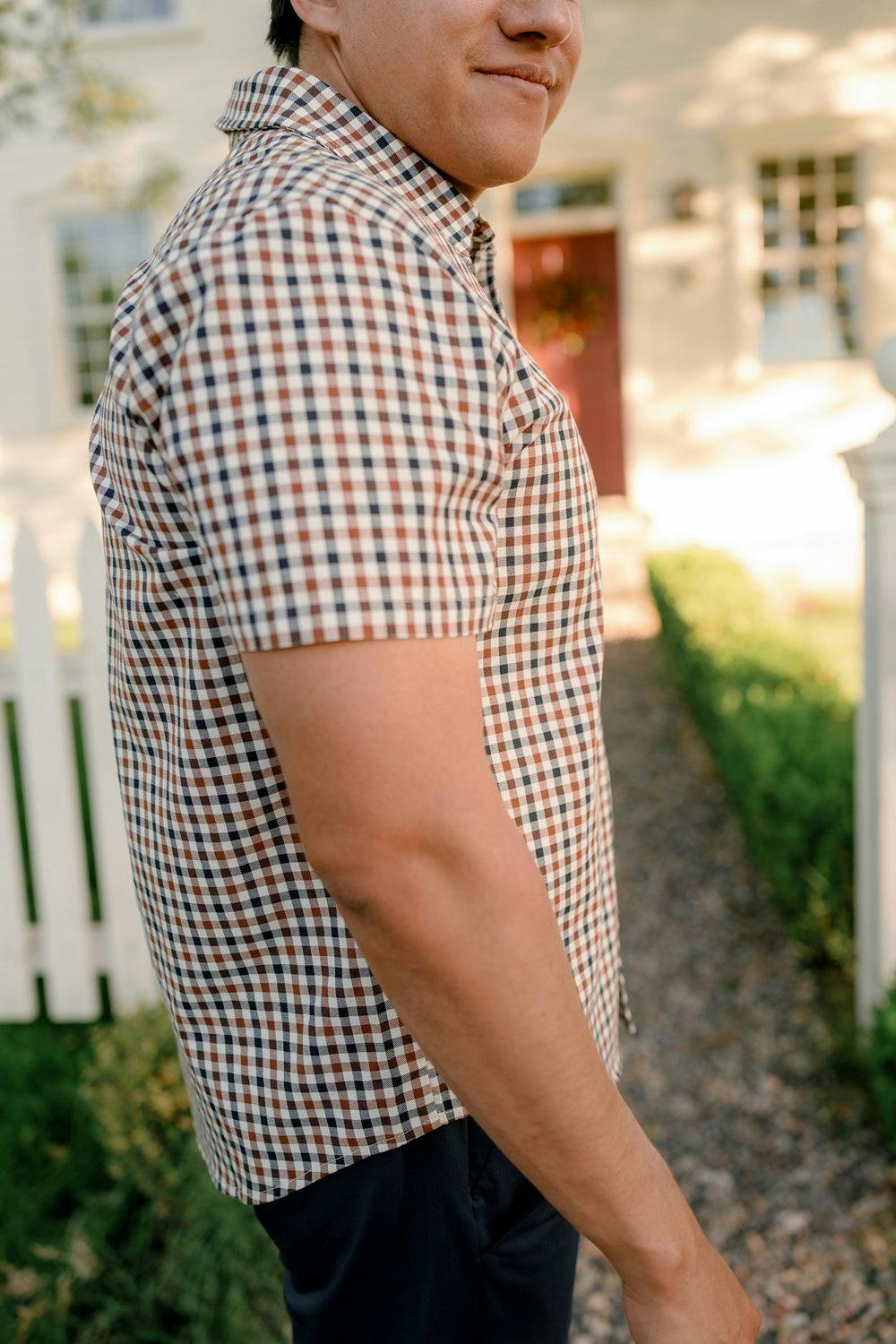 Mens James Shirt in Chestnut Gingham