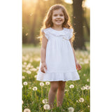Girls' White Eyelet Ruffle Dress, White