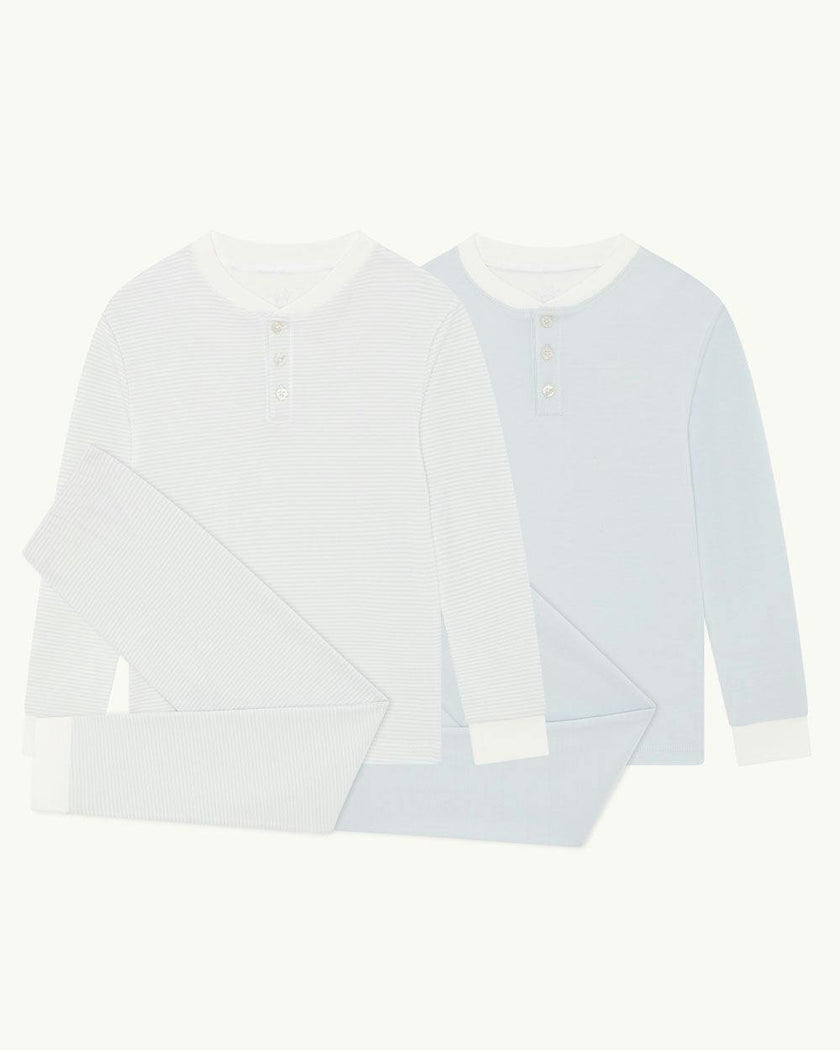 Derek Stripe Child Pyjama Two Piece Set  - Blue