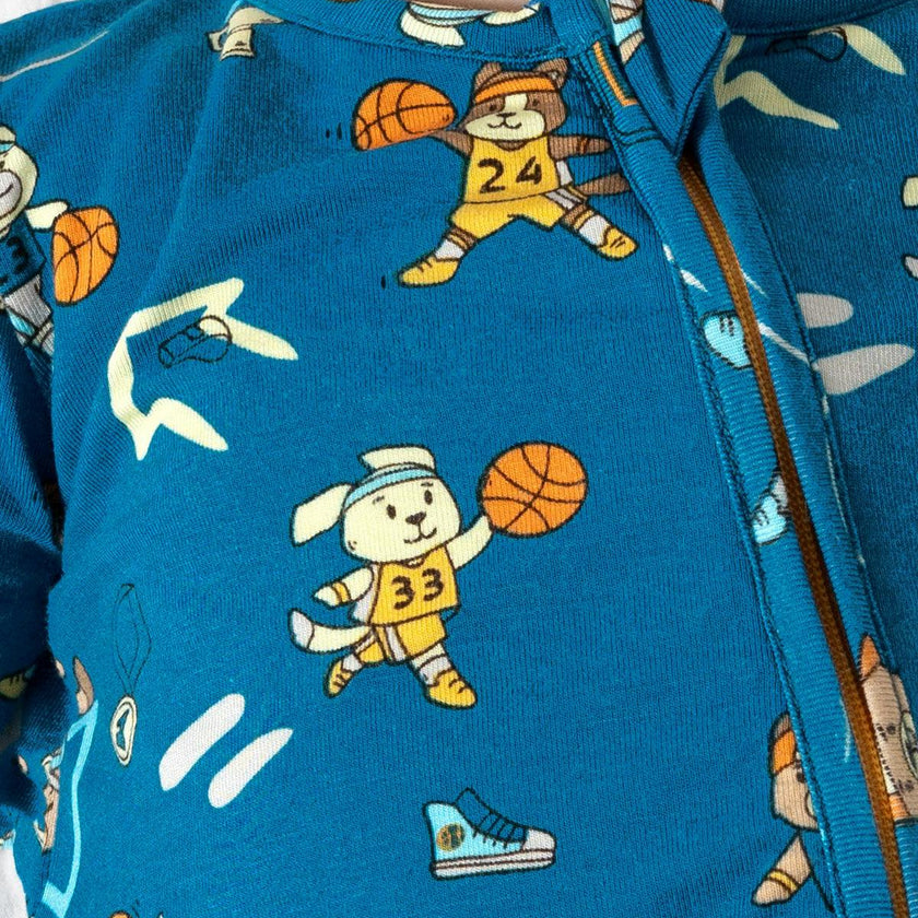 Basketball Pups Bamboo Convertible Footie