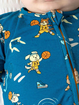 Basketball Pups Bamboo Convertible Footie