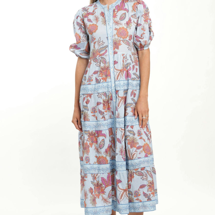 Milena Dress - Blue Botanical