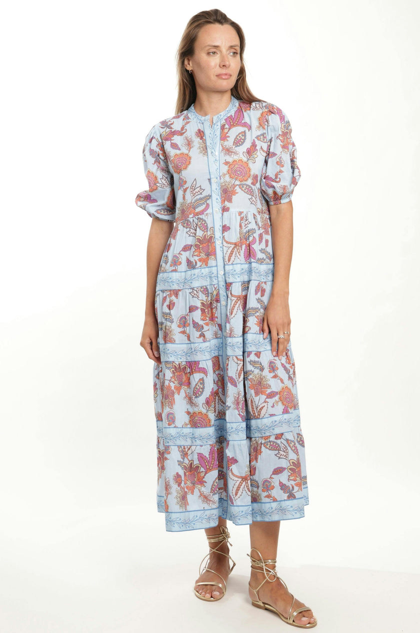 Milena Dress in Blue Botanical