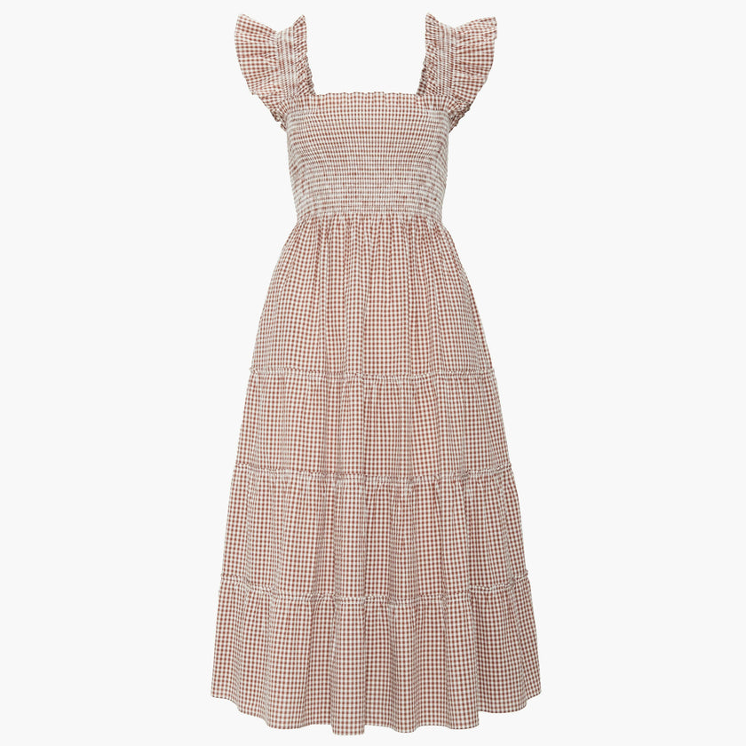 The Ellie Nap Dress - Cognac Gingham