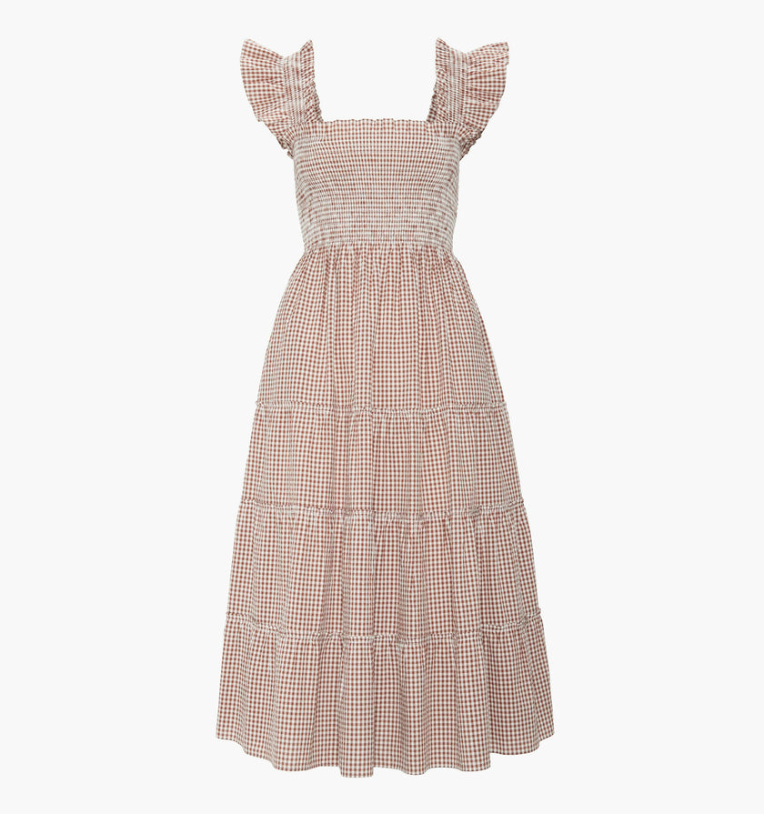 The Ellie Nap Dress - Cognac Gingham