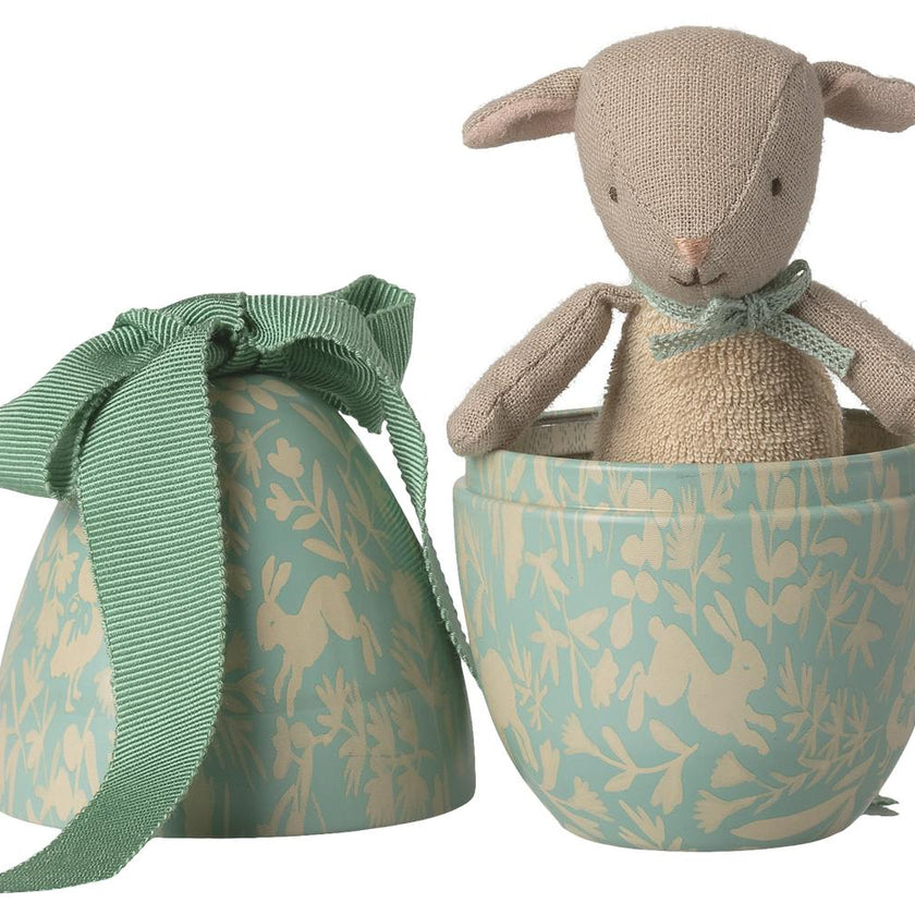 Easter egg with micro lamb, Small - Dusty mint