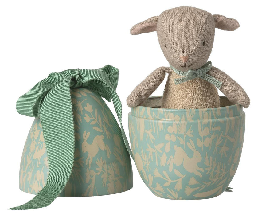 Easter egg with micro lamb, Small - Dusty mint