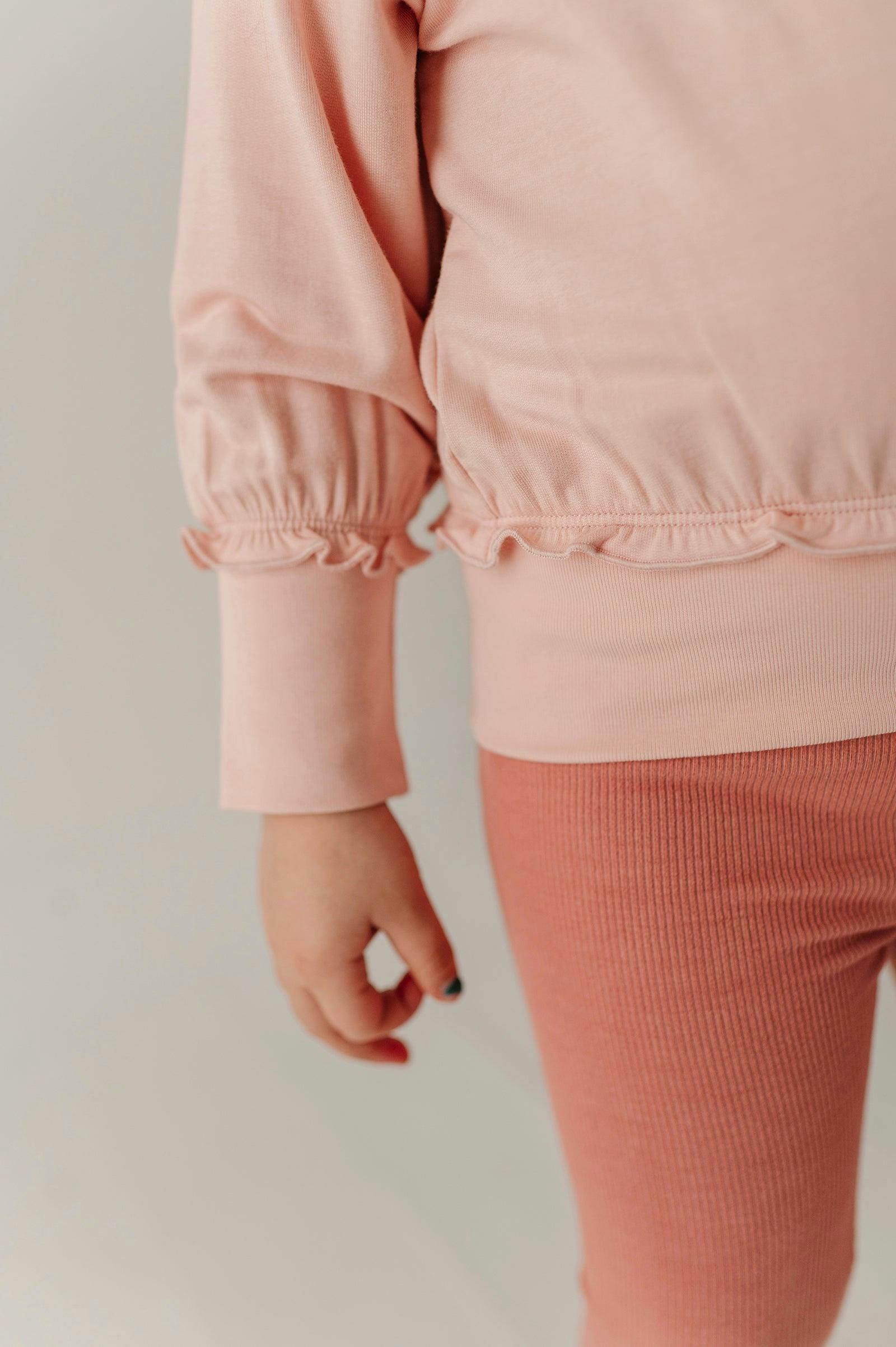 Girls Ruffle Hem Sweatshirt in Christmas