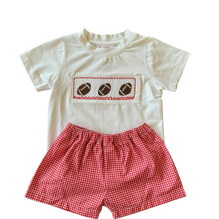 Red Gingham Football - Wyatt Short Set