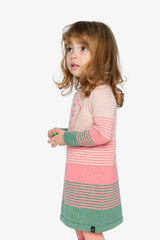 Knitted Stripe Dress Very Pale Pink And Green