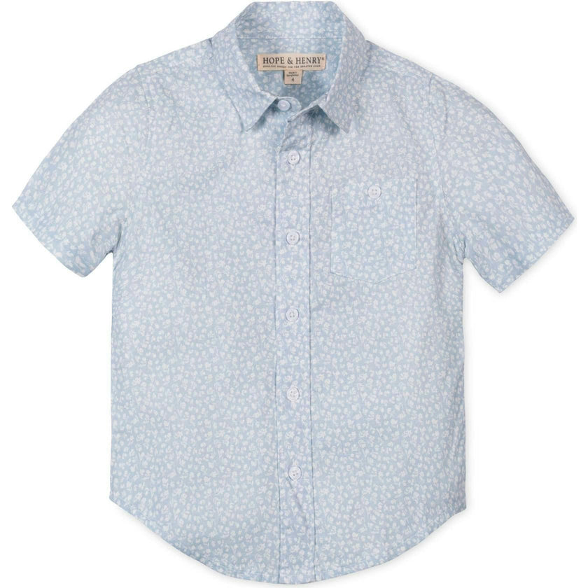Linen Short Sleeve Shirt, Blue