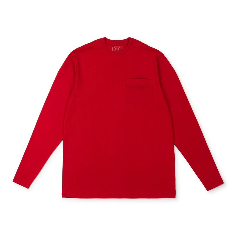 Blake Men's Longsleeve Pocket Tshirt Seasonal Monogram options - Red