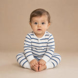 Organic 2-Way Zip Romper - Navy Stripe
