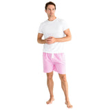 Men's Hepburn Gingham Pink Sleep Shorts - Organic Cotton Poplin
